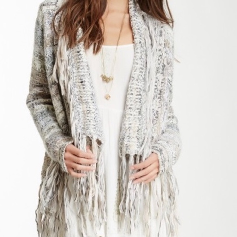 Free People Fringe Knit Cardigan Shawl Wool Alpaca - Picture 3 of 7